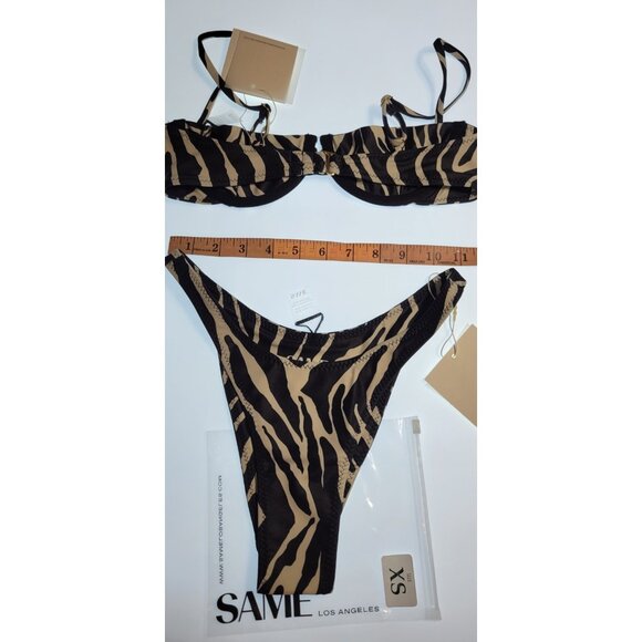 SAME Los Angeles Bikini Two Piece Size XS Womens Zebra Print Underwire Bottom 90 - Picture 6 of 10